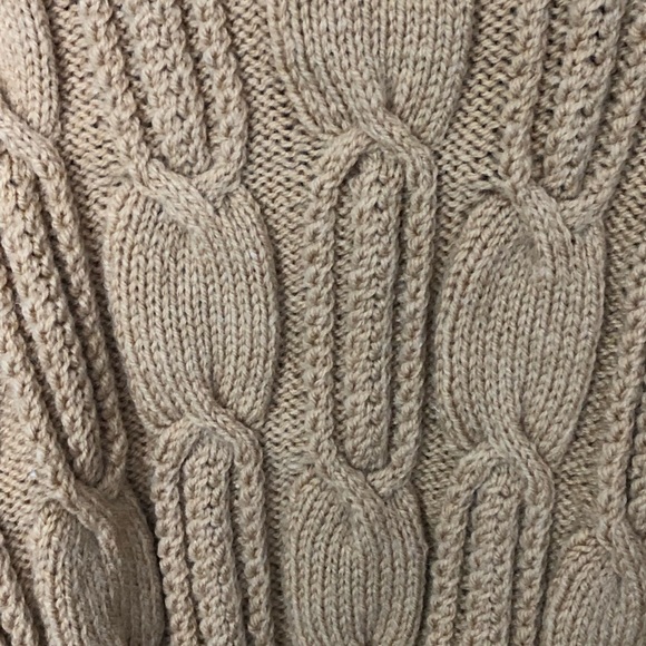 Vintage Handknit Camel Cable Knit Cardigan Sweater - Bust 30 - Size S - Picture 4 of 11